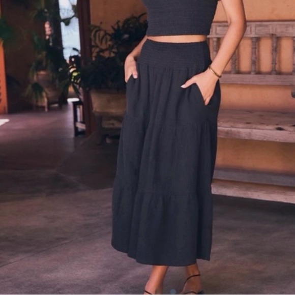 Marine Layer Dresses & Skirts - Marine Layer Corinne Black Maxi Skirt 100% cotton sz M EUC